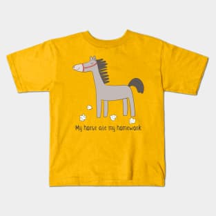 My Horse Ate My Homework- Funny Horse Owner Gift Kids T-Shirt